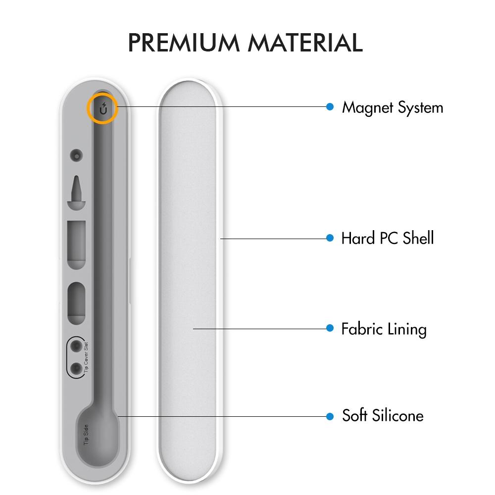 Magnetic Silicone Stylus Pen Storage Case for Apple Pencil Holder with Accessory Organizer