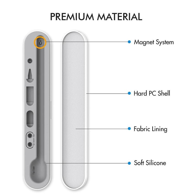 Magnetic Silicone Stylus Pen Storage Case for Apple Pencil Holder with Accessory Organizer