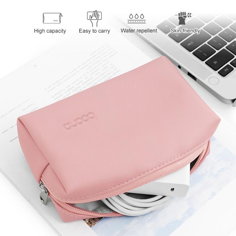 Leather Digital Storage Bag Cable Organizer Handbag for Travel Electronics