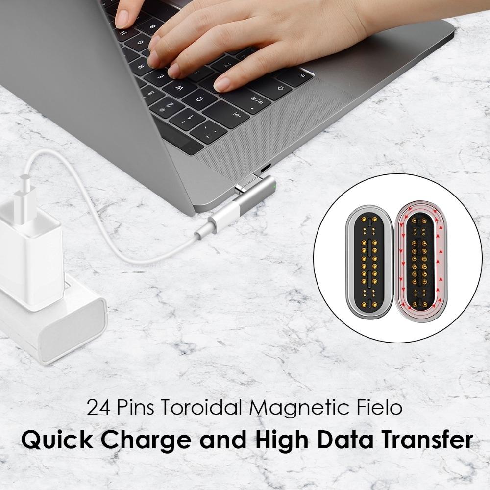 Magnetic USB-C Elbow Adapter Type-C Fast Charging & Data Transfer L-Shaped Connector
