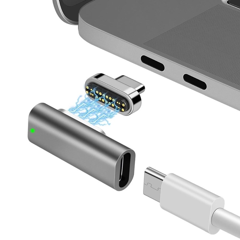 Magnetic USB-C Elbow Adapter Type-C Fast Charging & Data Transfer L-Shaped Connector
