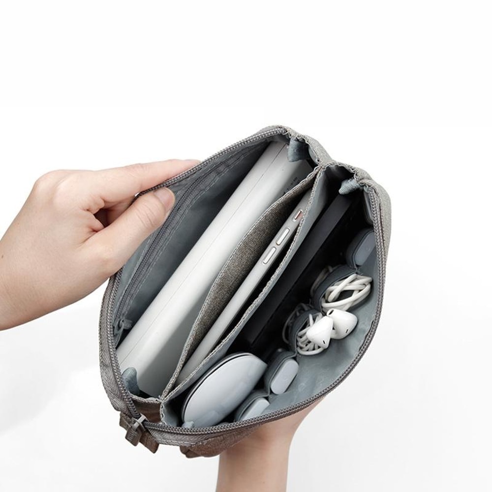 Dual Layer Digital Storage Bag Cable Organizer Travel Case Electronics Organizer