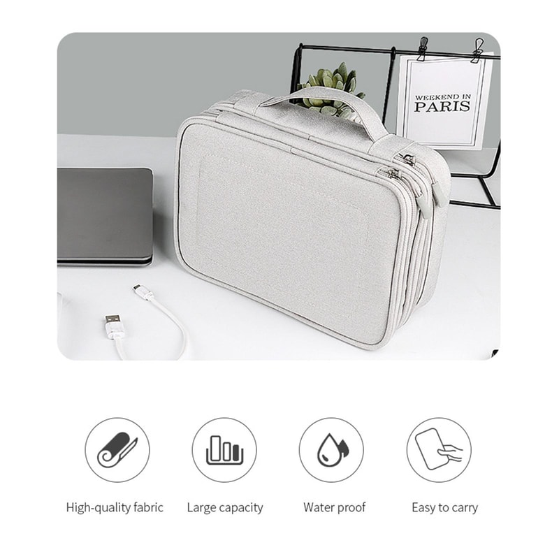 Double Layer Multifunctional Digital Accessory Storage Bag Travel Cable Organizer Pouch