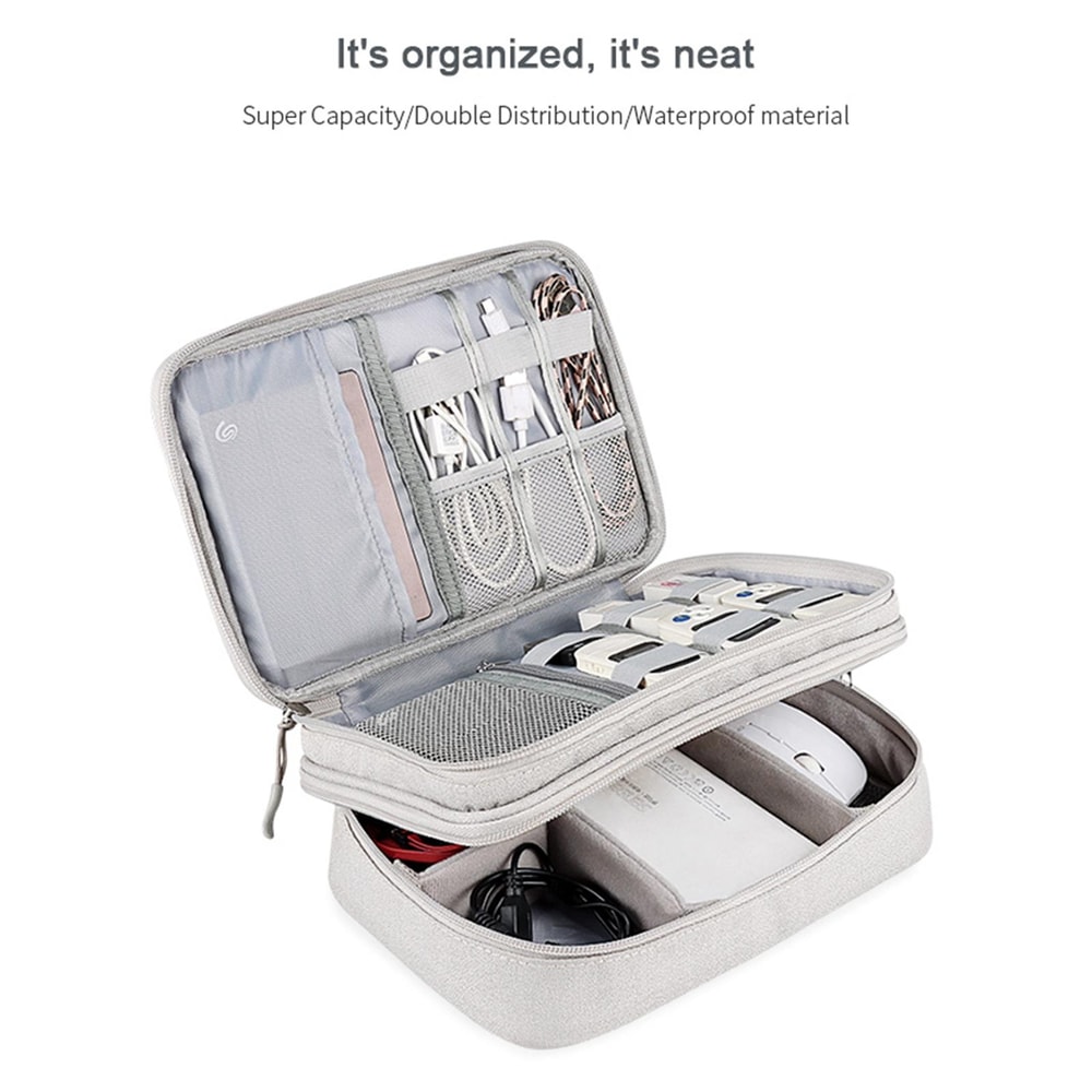 Double Layer Multifunctional Digital Accessory Storage Bag Travel Cable Organizer Pouch