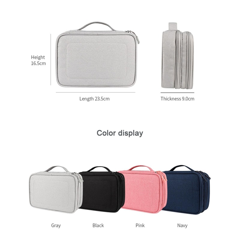 Double Layer Multifunctional Digital Accessory Storage Bag Travel Cable Organizer Pouch