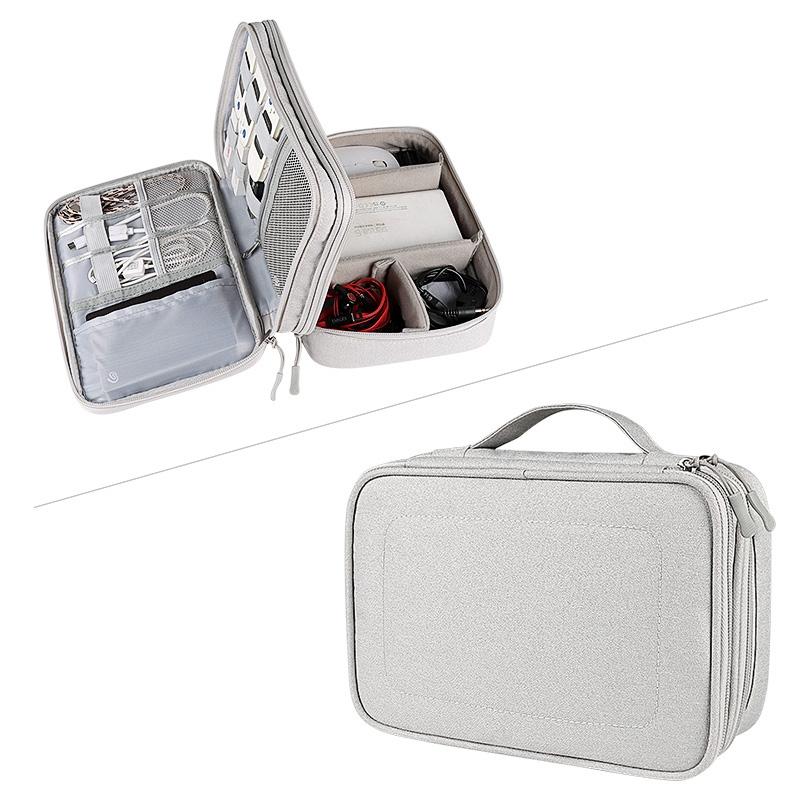 Double Layer Multifunctional Digital Accessory Storage Bag Travel Cable Organizer Pouch