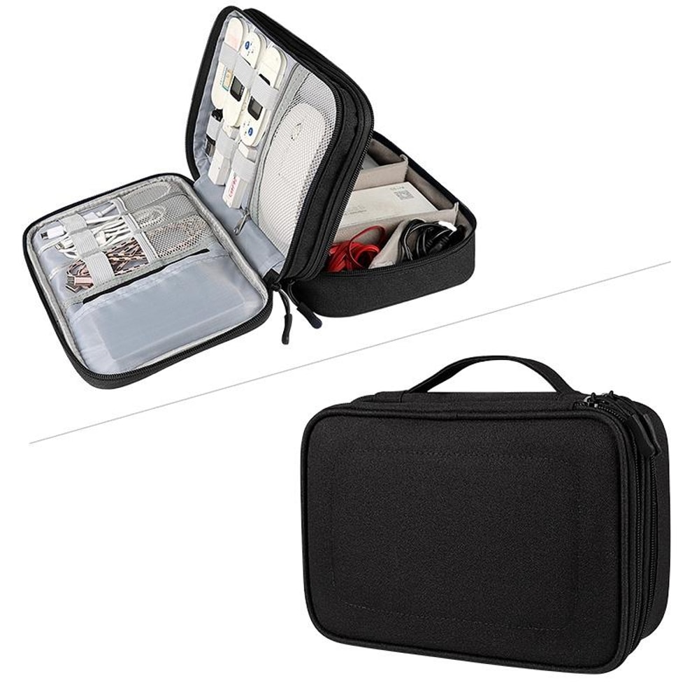 Double Layer Multifunctional Digital Accessory Storage Bag Travel Cable Organizer Pouch