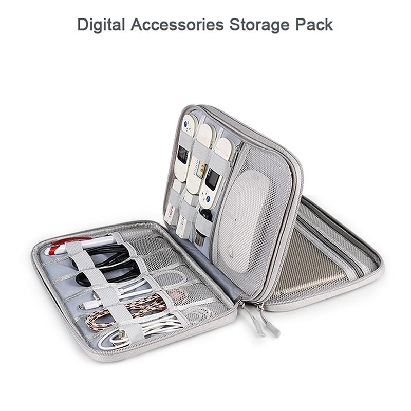 Double Layer Digital Accessory Storage Bag Cable Organizer Bag For Travel Electronics Organizer Bla 1
