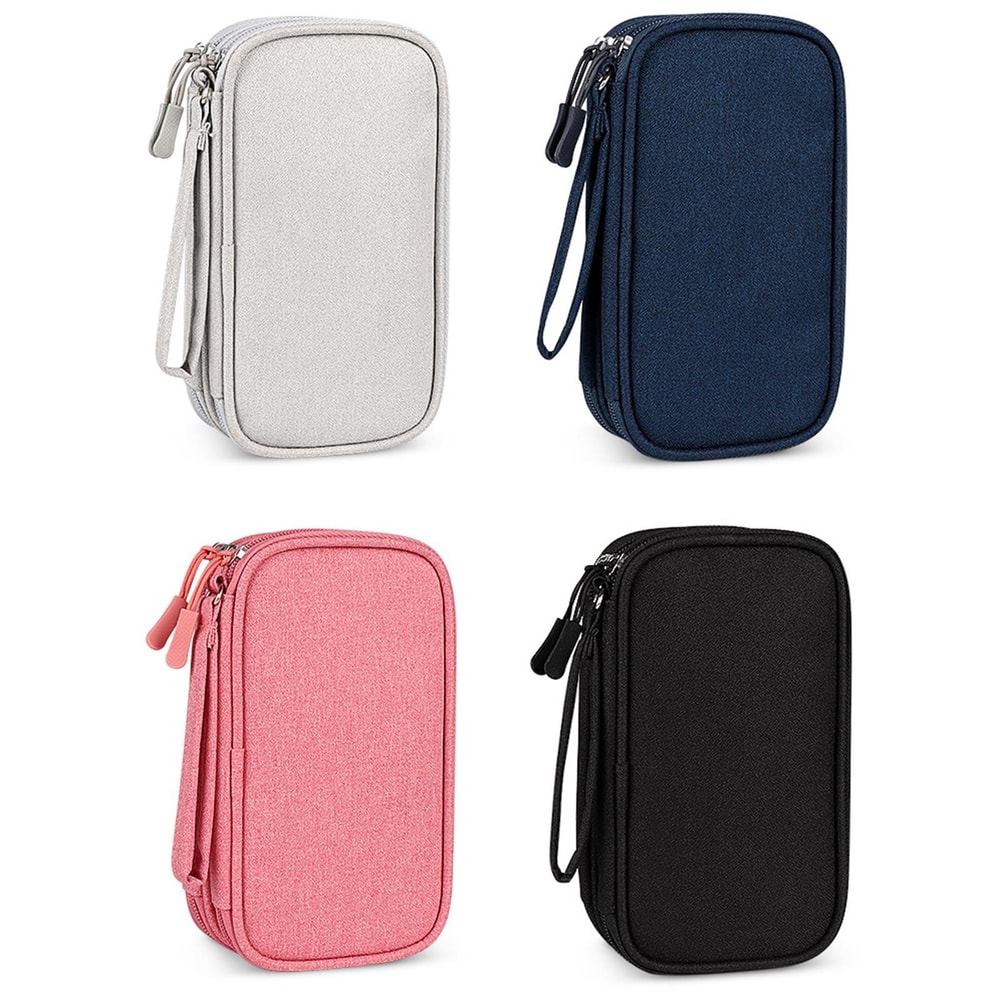 Double Layer Digital Accessory Storage Bag with Lanyard Travel Cable Organizer Pouch