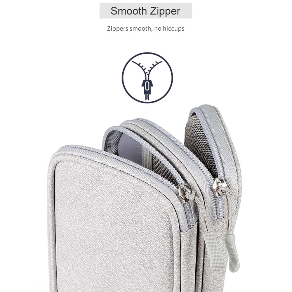 Double Layer Digital Accessory Storage Bag with Lanyard Travel Cable Organizer Pouch