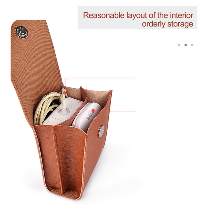 PU Leather Digital Accessory Storage Bag Compact Cable Organizer Pouch for Travel