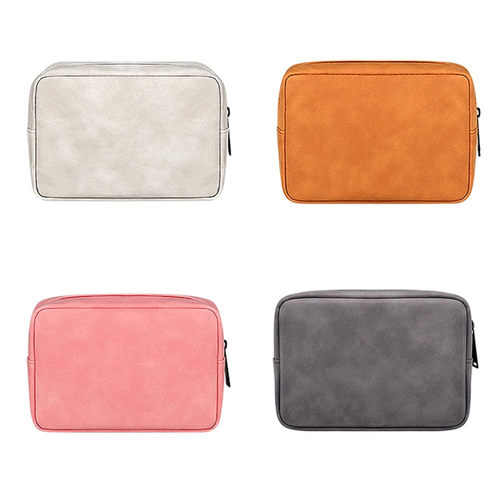 Portable Tech Organizer Sheepskin Leather Bag Mini Travel Digital Accessory Pouch