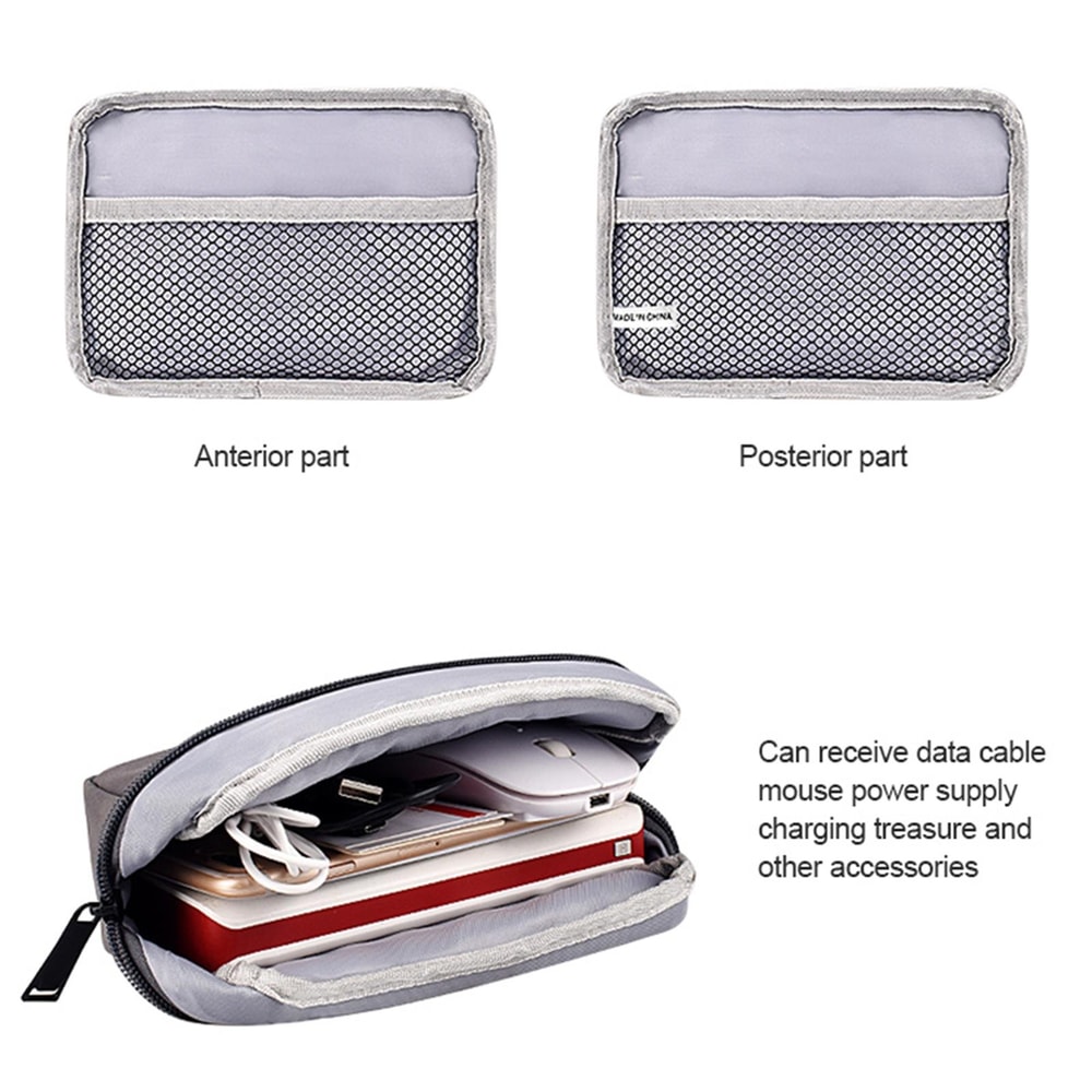 Portable Tech Organizer Sheepskin Leather Bag Mini Travel Digital Accessory Pouch
