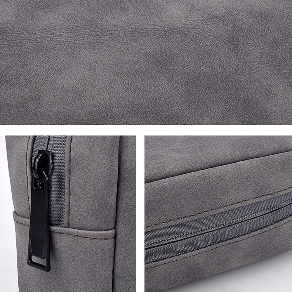 Portable Tech Organizer Sheepskin Leather Bag Mini Travel Digital Accessory Pouch