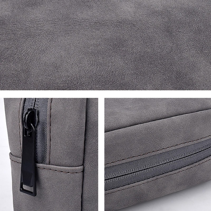 Portable Tech Organizer Sheepskin Leather Bag Mini Travel Digital Accessory Pouch
