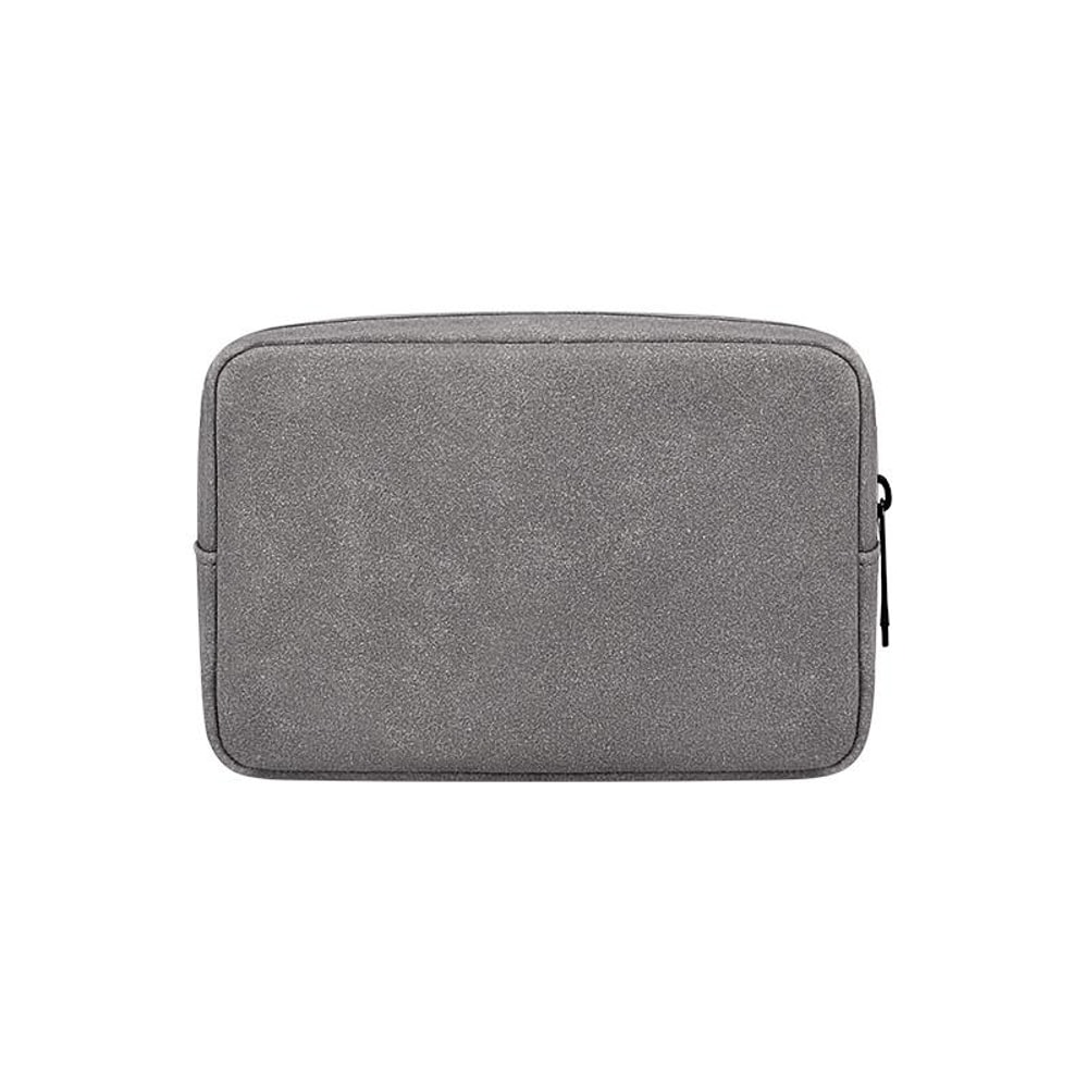 Portable Frosted PU Leather Cable Organizer Bag Dark Grey Travel Tech Storage Pouch