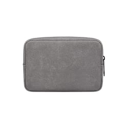 portable frosted pu leather cable organizer bag dark grey travel tech storage pouch
