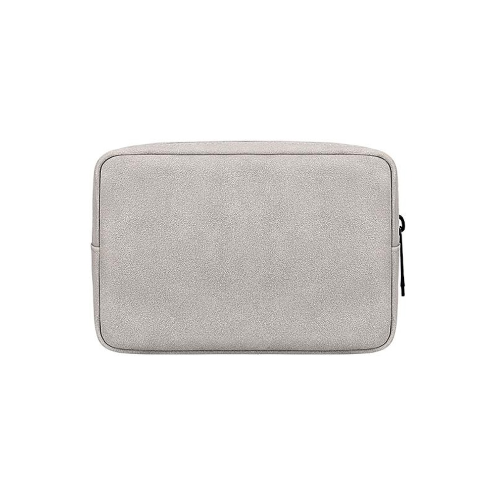 Portable Frosted PU Leather Cable Organizer Bag Dark Grey Travel Tech Storage Pouch