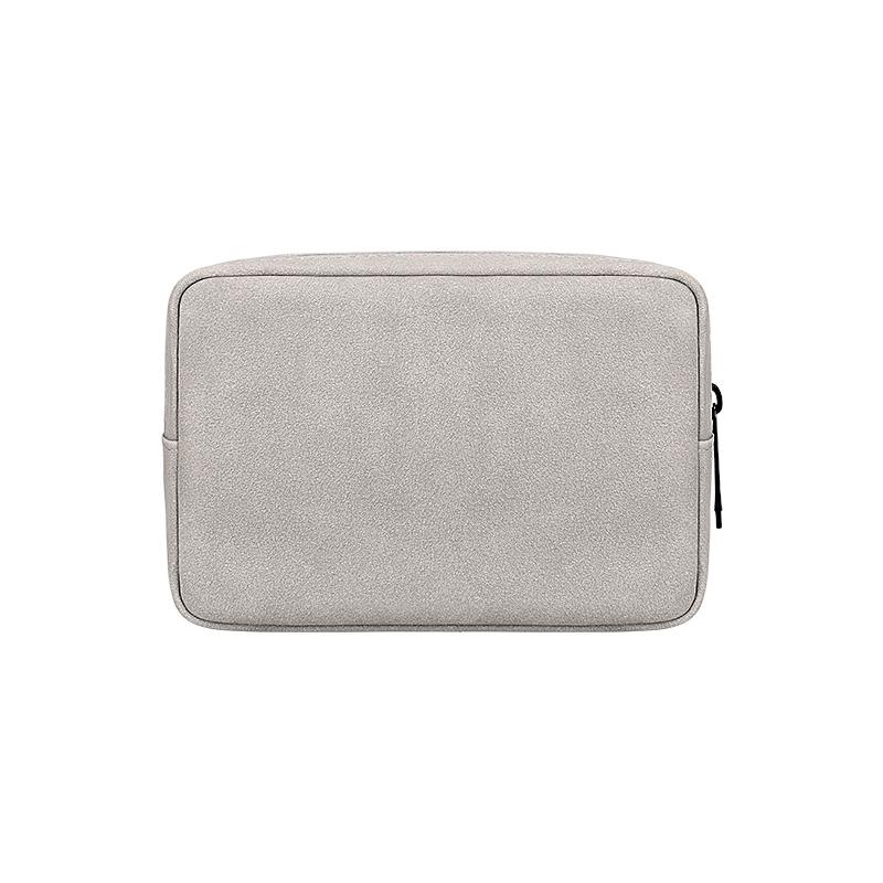 Portable Frosted PU Leather Cable Organizer Bag Dark Grey Travel Tech Storage Pouch