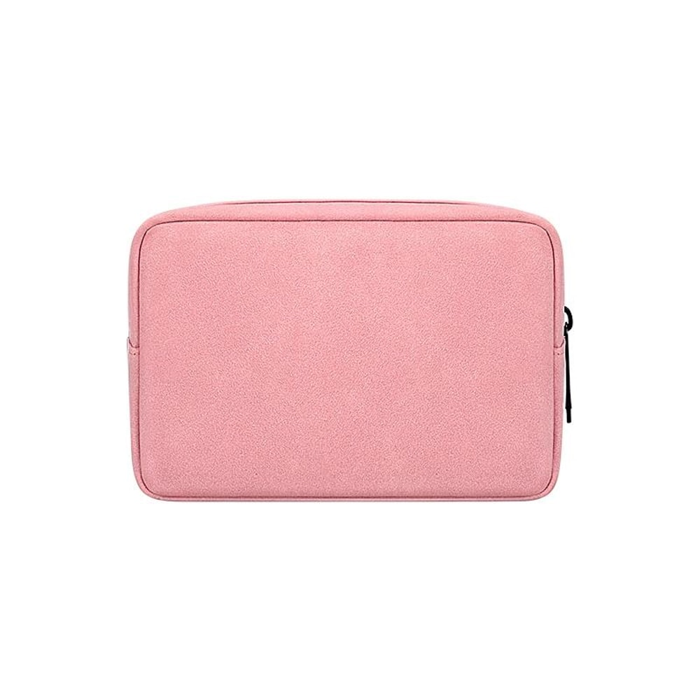 Portable Frosted PU Leather Cable Organizer Bag Dark Grey Travel Tech Storage Pouch