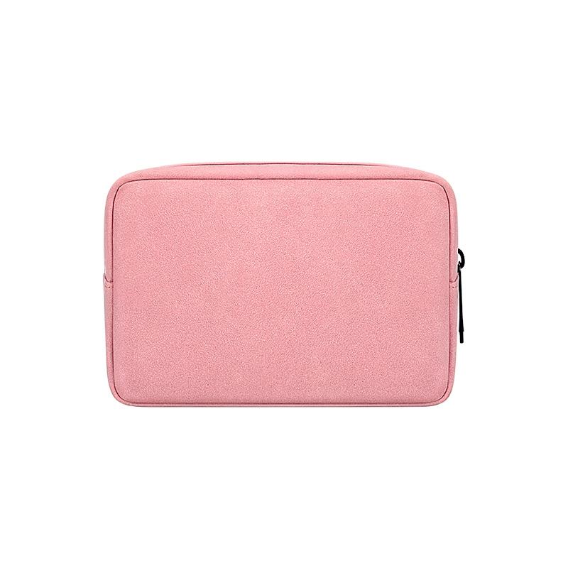Portable Frosted PU Leather Cable Organizer Bag Dark Grey Travel Tech Storage Pouch