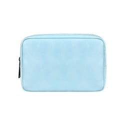 sky blue pu leather cable organizer bag, portable travel electronics storage pouch