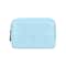 Sky Blue PU Leather Cable Organizer Bag, Portable Travel Electronics Storage Pouch
