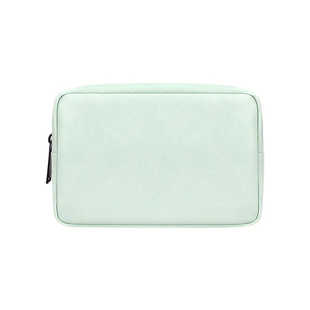 Sky Blue PU Leather Cable Organizer Bag, Portable Travel Electronics Storage Pouch