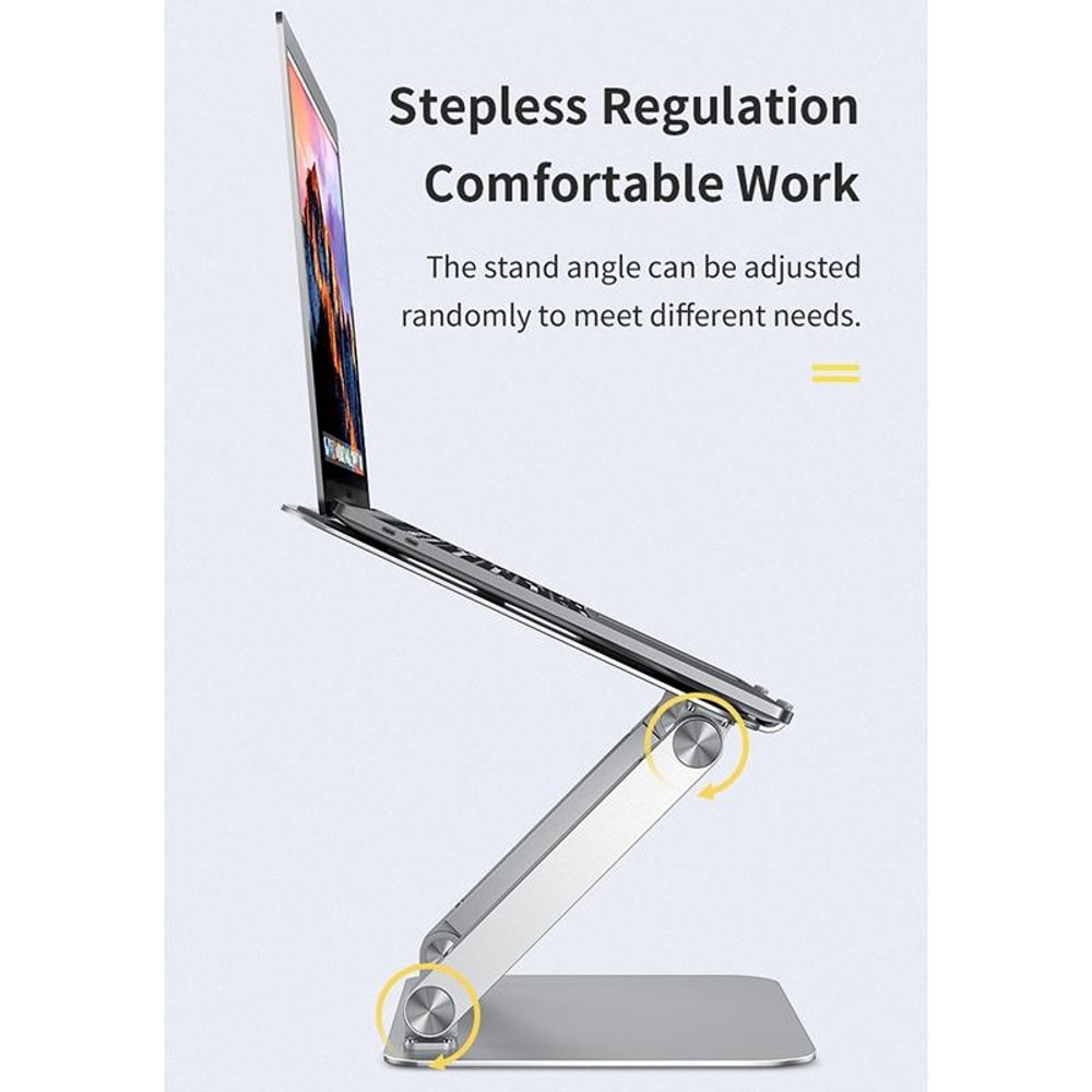 ROCK Aluminum Alloy Adjustable Laptop Cooling Stand Silver Ergonomic Laptop Riser with Cooling Design