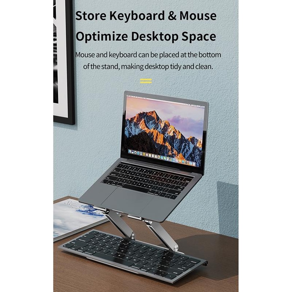 ROCK Aluminum Alloy Adjustable Laptop Cooling Stand Silver Ergonomic Laptop Riser with Cooling Design