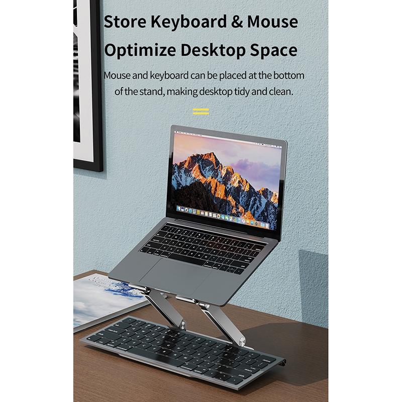 ROCK Aluminum Alloy Adjustable Laptop Cooling Stand Silver Ergonomic Laptop Riser with Cooling Design
