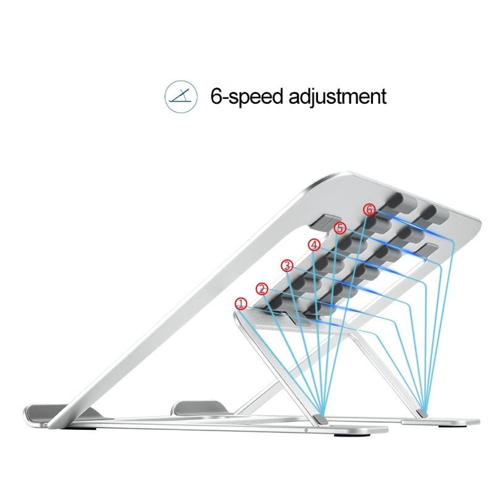 Adjustable Aluminum Laptop Stand Riser Foldable Ergonomic 6-Level Height Extender Heat Dissipation Holder