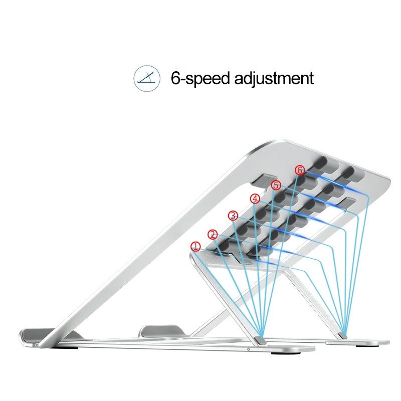 Adjustable Aluminum Laptop Stand Riser Foldable Ergonomic 6-Level Height Extender Heat Dissipation Holder