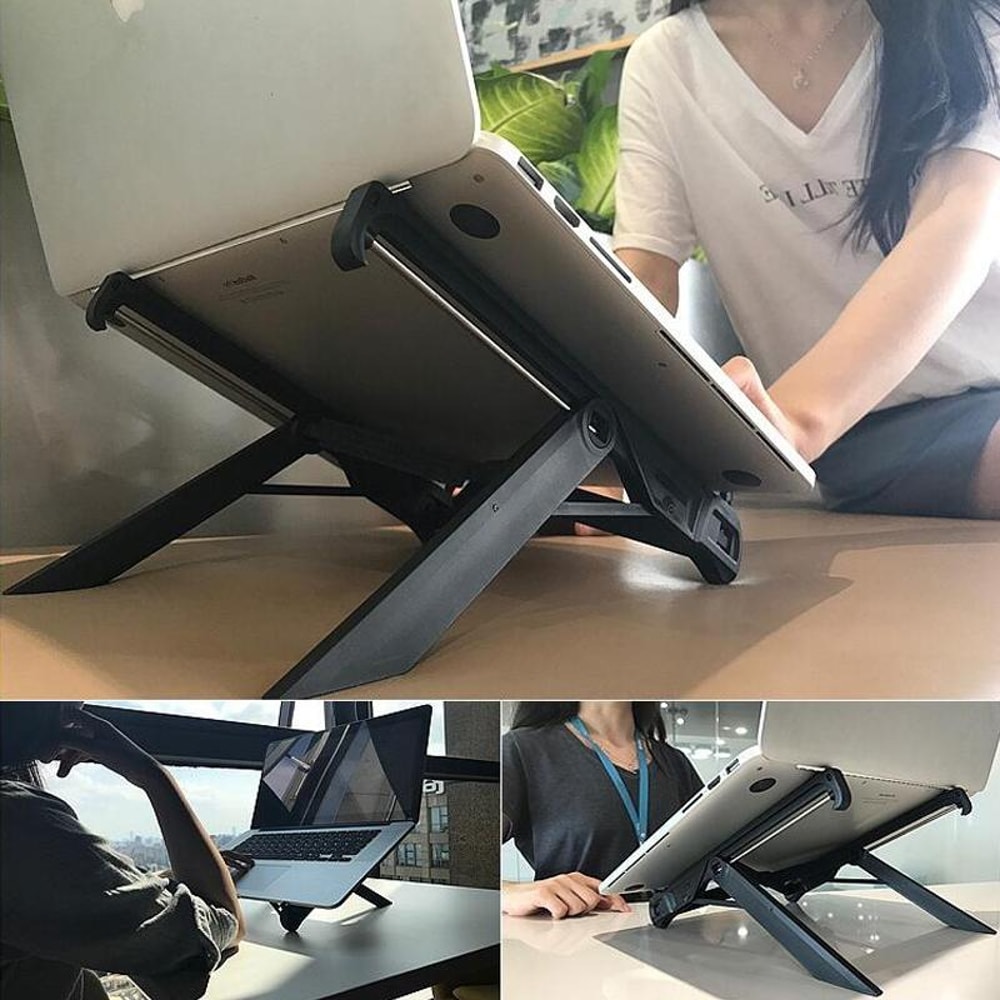 Folding Laptop Stand Riser Portable Heat Dissipation Holder – Black