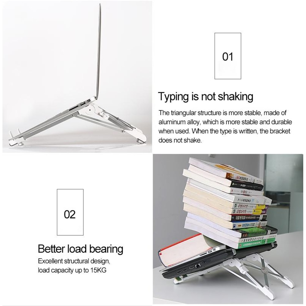 Aluminum Alloy Adjustable Laptop Stand Portable Ergonomic Heat Dissipation Riser