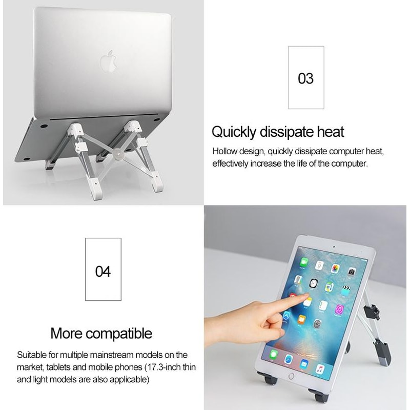 Aluminum Alloy Adjustable Laptop Stand Portable Ergonomic Heat Dissipation Riser