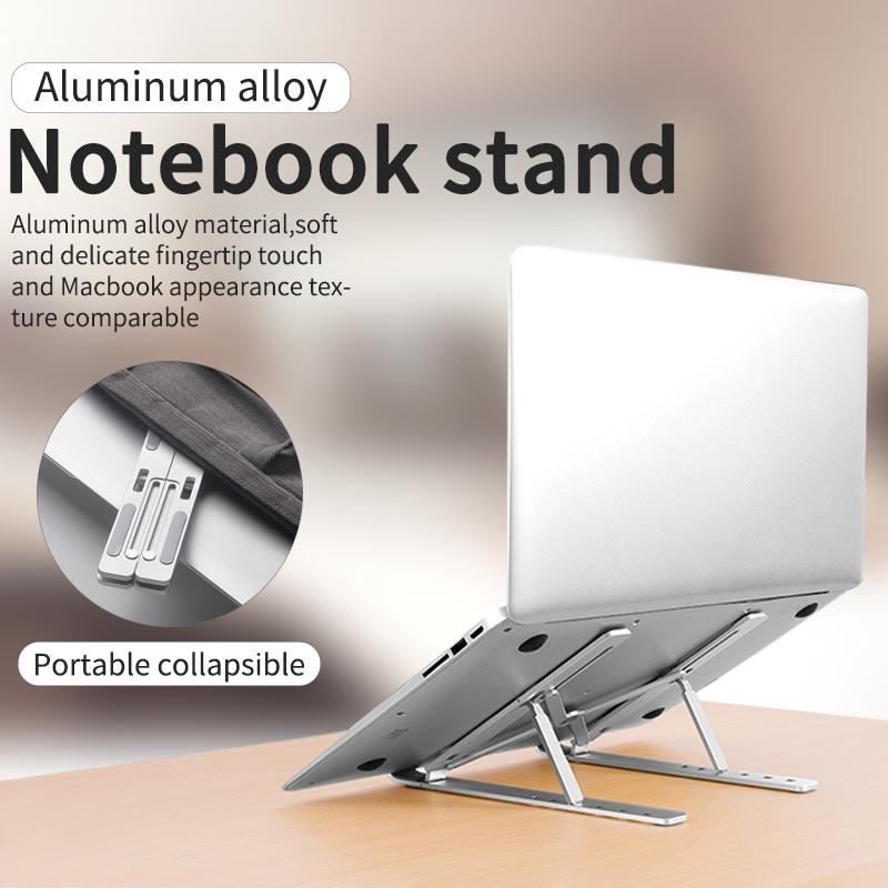 Adjustable Aluminum Ergonomic Laptop Stand With Cooling Design Foldable Portable Height Extender Ho 9