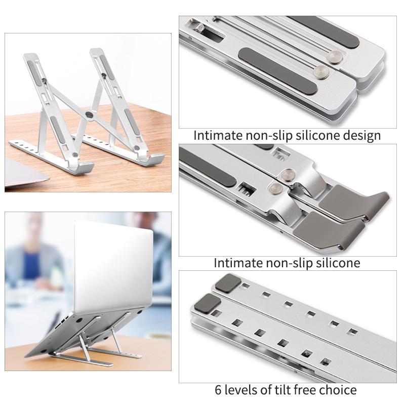 Adjustable Aluminum Ergonomic Laptop Stand With Cooling Design Foldable Portable Height Extender Ho 8
