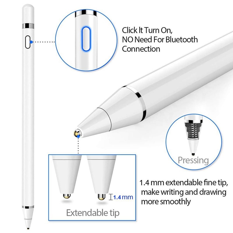 HX DZ870 1.4mm Active Stylus Pen for iPad iPhone Galaxy Rechargeable Precision Touchscreen Stylus