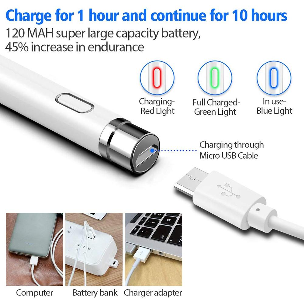 HX DZ870 1.4mm Active Stylus Pen for iPad iPhone Galaxy Rechargeable Precision Touchscreen Stylus