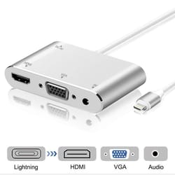 3-in-1 lightning to hdmi vga audio adapter for iphone screen mirroring
