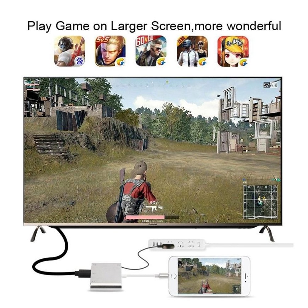 3-in-1 Lightning to HDMI VGA Audio Adapter for iPhone Screen Mirroring