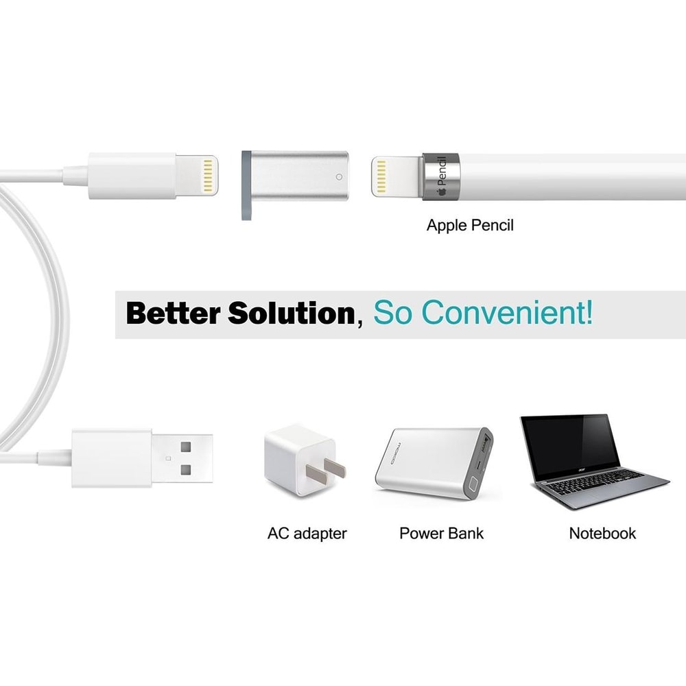 Apple Pencil Charger Adapter for iPad Pro Lightning Charging Connector Portable Aluminum Shell