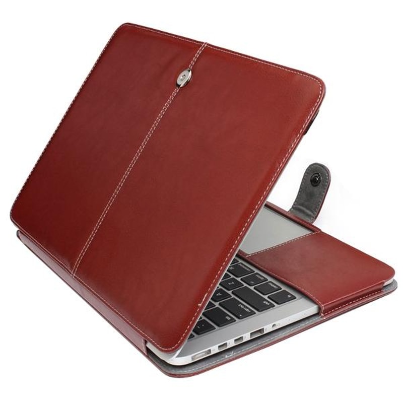 Eco Friendly Leather Case For MacBook Pro Retina 154 Snap Fastener Protective Sleeve Brown 6