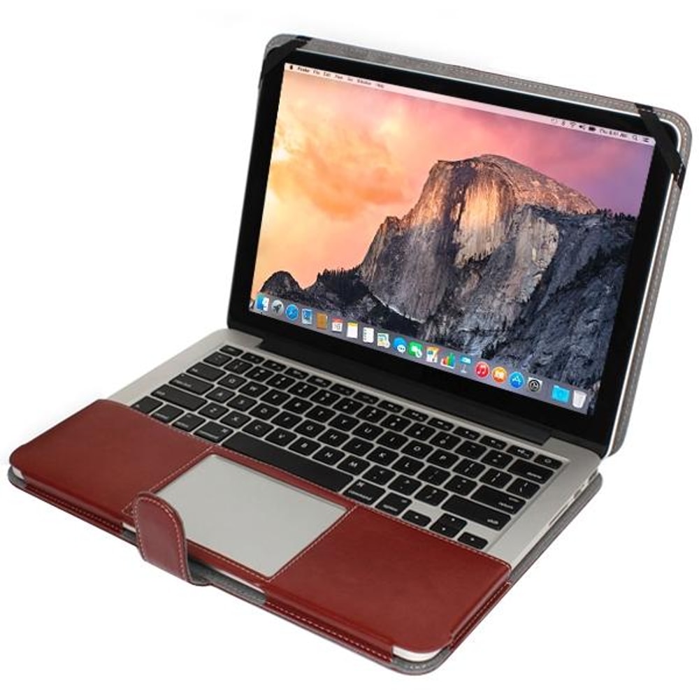 Eco Friendly Leather Case For MacBook Pro Retina 154 Snap Fastener Protective Sleeve Brown 3