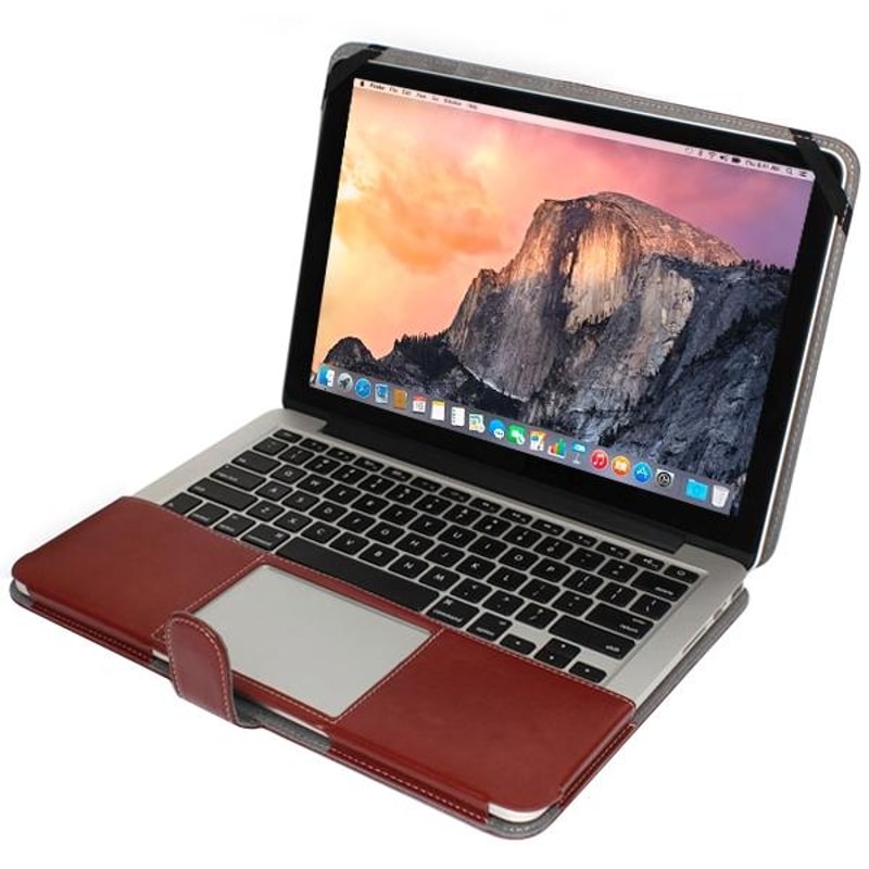 Eco Friendly Leather Case For MacBook Pro Retina 154 Snap Fastener Protective Sleeve Brown 3