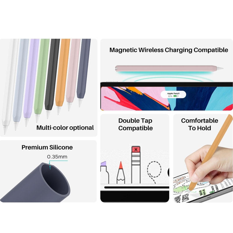 Ultra Thin Silicone Apple Pencil Pro 2 Magnetic Protective Case Orange Sleeve 4