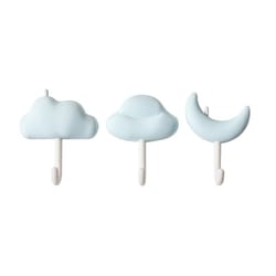 cloud shape adhesive wall hooks, punch-free non-marking no-drill hooks set of 3