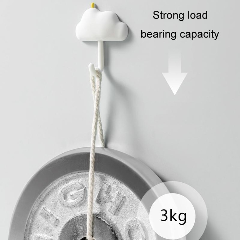 Cloud Shape Adhesive Wall Hooks, Punch-Free Non-Marking No-Drill Hooks Set of 3
