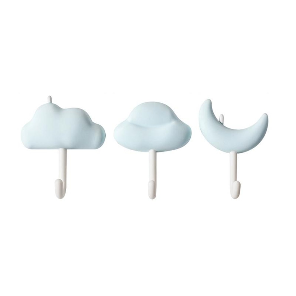 Cloud Shape Adhesive Wall Hooks, Punch-Free Non-Marking No-Drill Hooks Set of 3
